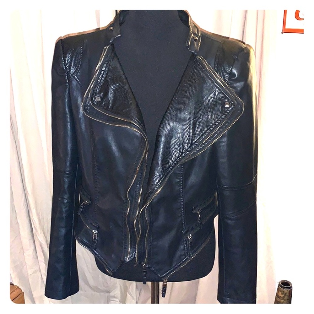 Women's Moto Biker Asymmetrical Short Jacket large
